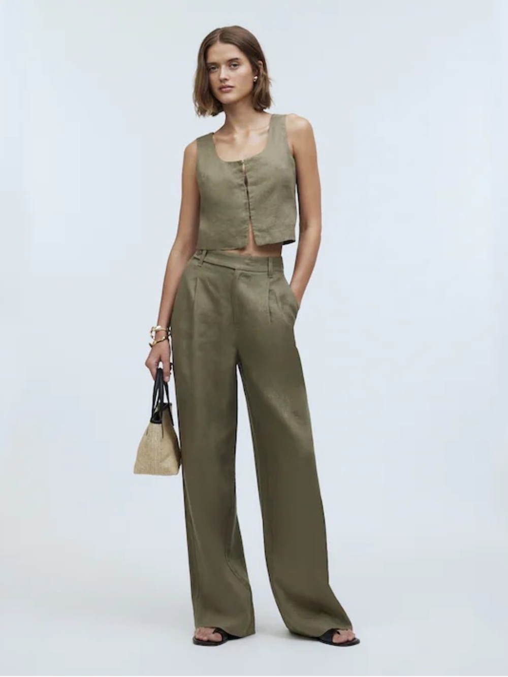 Madewell 100% Linen Trousers Harlow wide leg